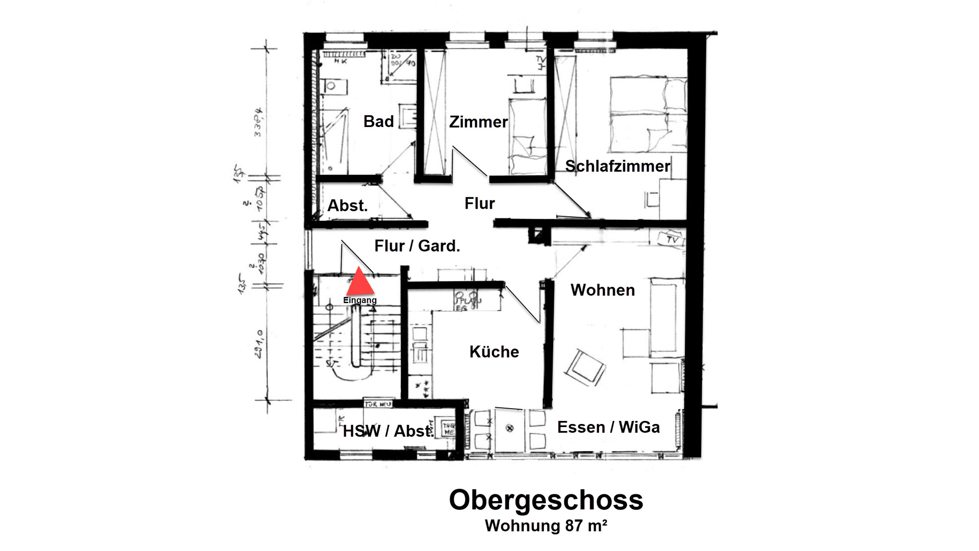 Waldbröl: Stilvolles 3-Familienhaus mit Bauland daneben, Grundriss - Obergeschoss